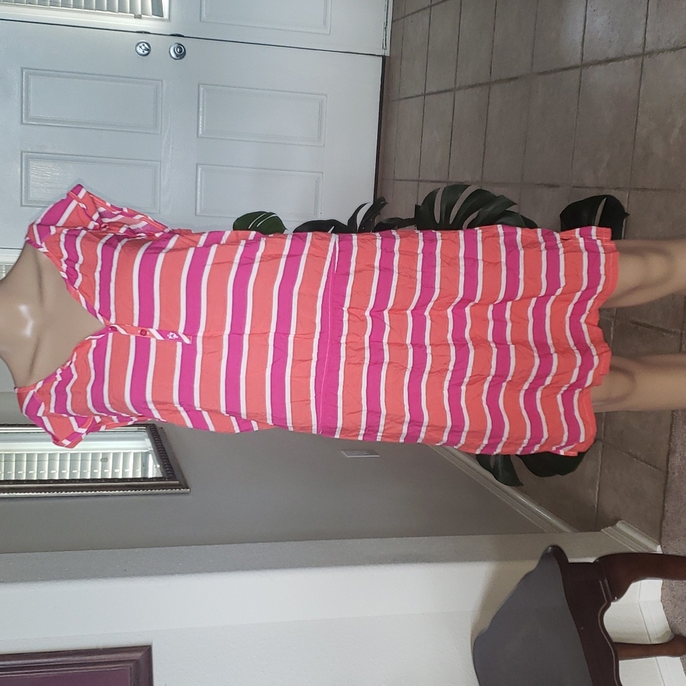 Gap m pink stripes vneck jersey dress comfy style
